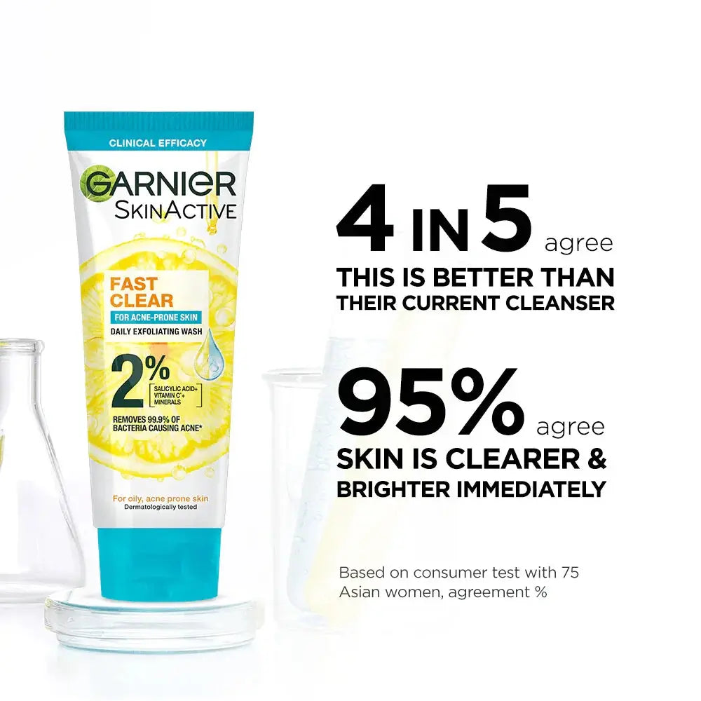 Garnier Fast Clear Facewash for Acne-Prone Skin (100 ml) - LAB BEAUTY
