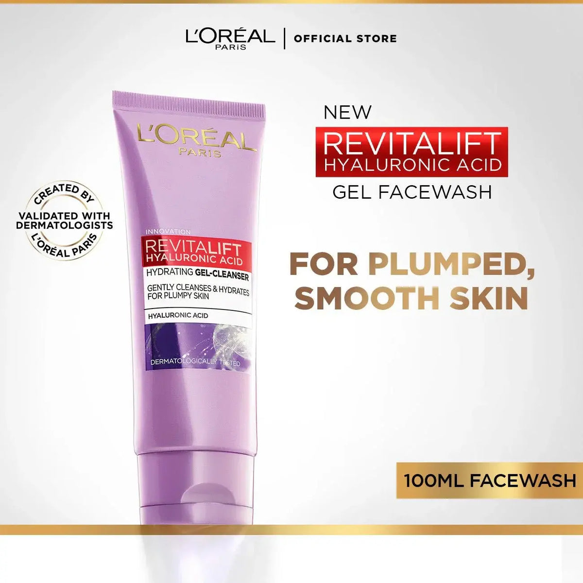 L’Oréal Paris Revitalift Hyaluronic Acid Hydrating Gel Facewash (100ml) - LAB BEAUTY