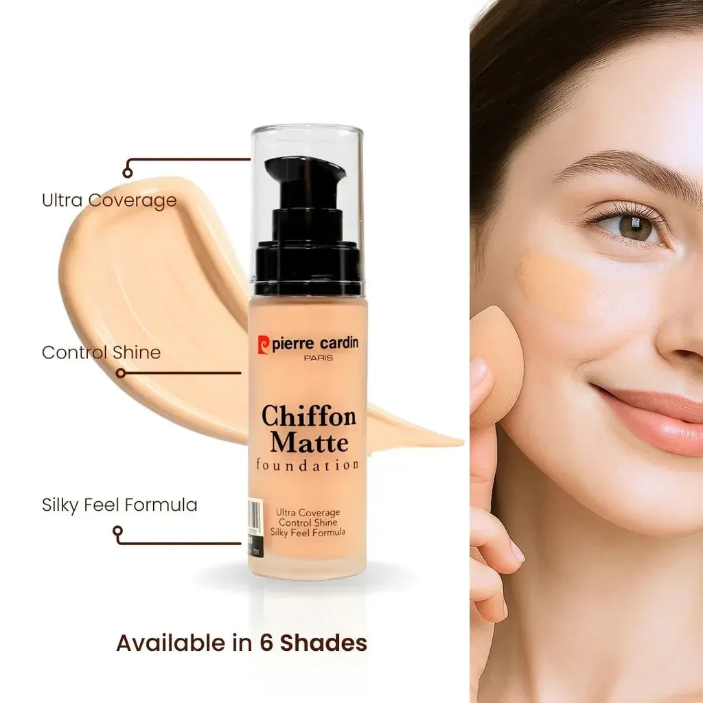 Pierre Cardin Chiffon Matte Foundation – Lightweight Soft Matte Flawless Coverage LAB BEAUTY