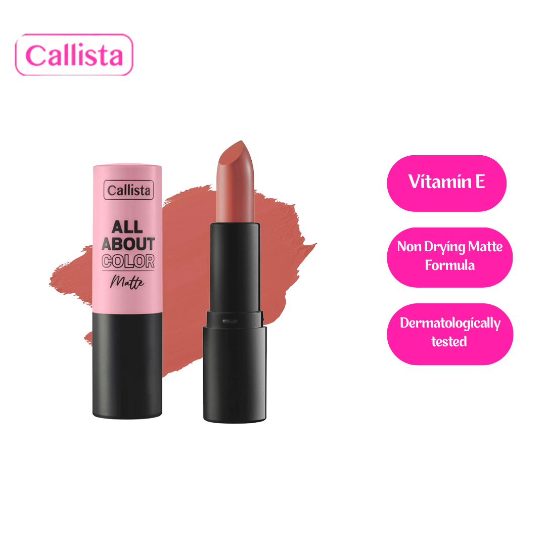 Callista All About Color Matte Lipstick – Non-Drying, Long-Wear Formula with Vitamin E