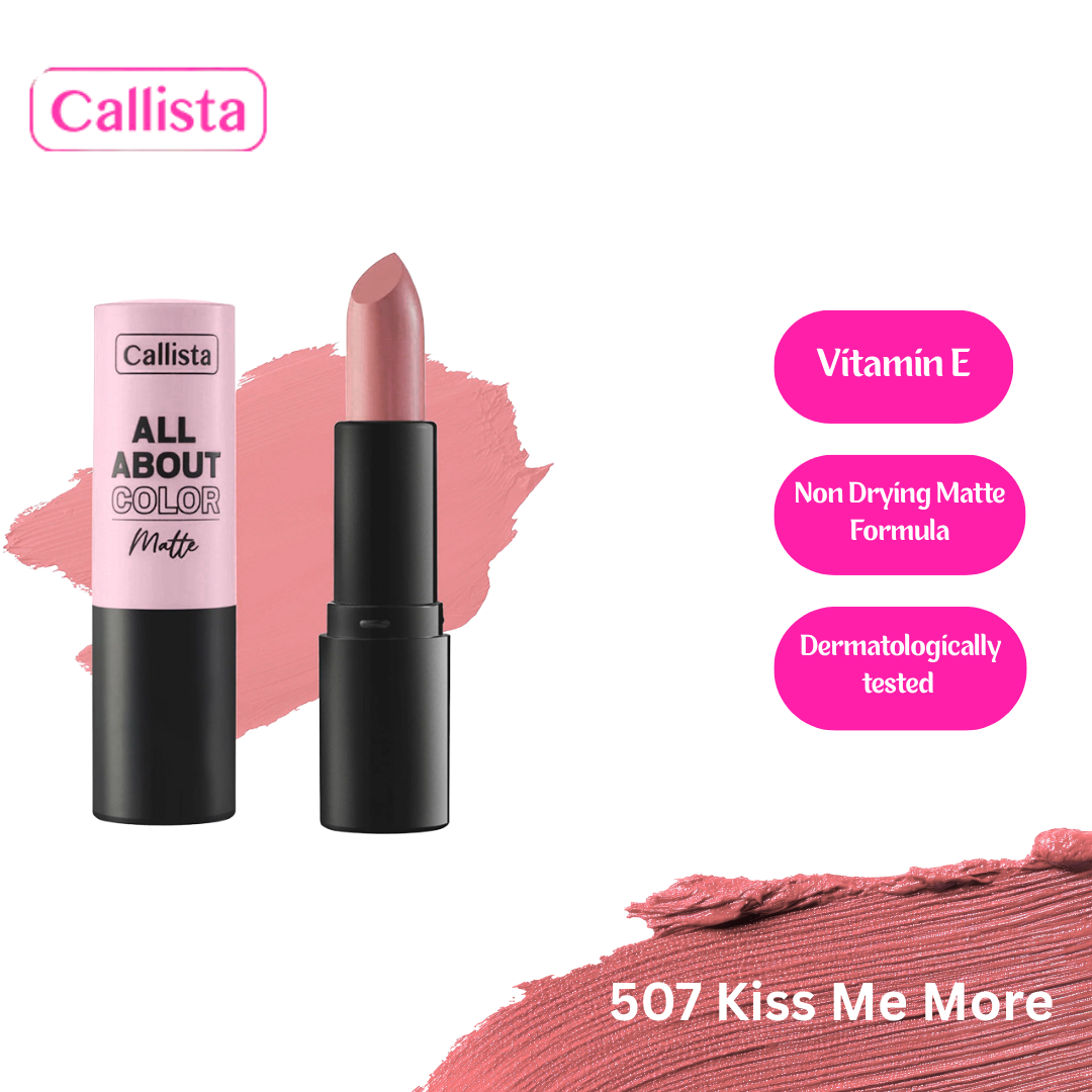 Callista All About Color Matte Lipstick – Non-Drying, Long-Wear Formula with Vitamin E