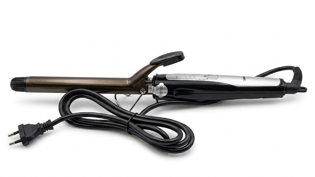 Professional 19mm Dark Metal Curling Iron with LED Temperature Display and Safety Kickstand