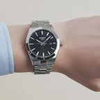 Tissot Gentleman Swiss Made Men’s Watch – Stainless Steel Bracelet with Black Sunray Dial & Date Display LAB BEAUTY