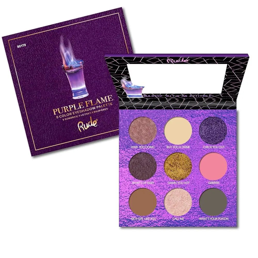 Rude Cocktail Party 9 Eyeshadow Palette – Purple Flame - LAB BEAUTY