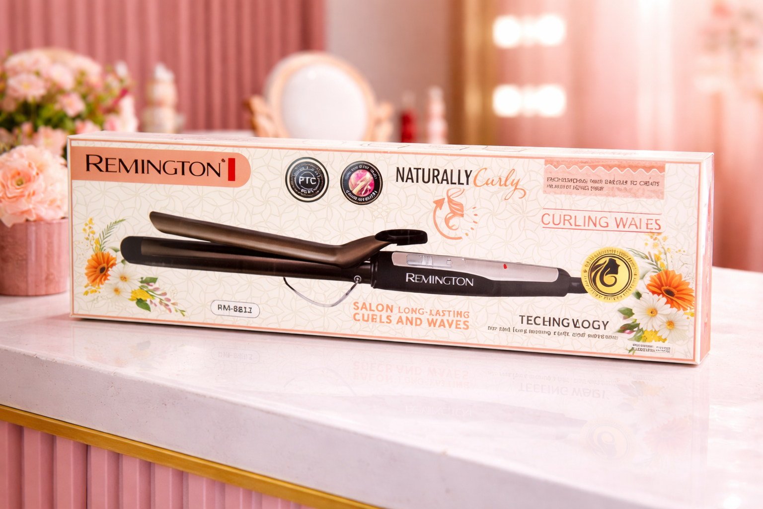 Professional 19mm Dark Metal Curling Iron with LED Temperature Display and Safety Kickstand