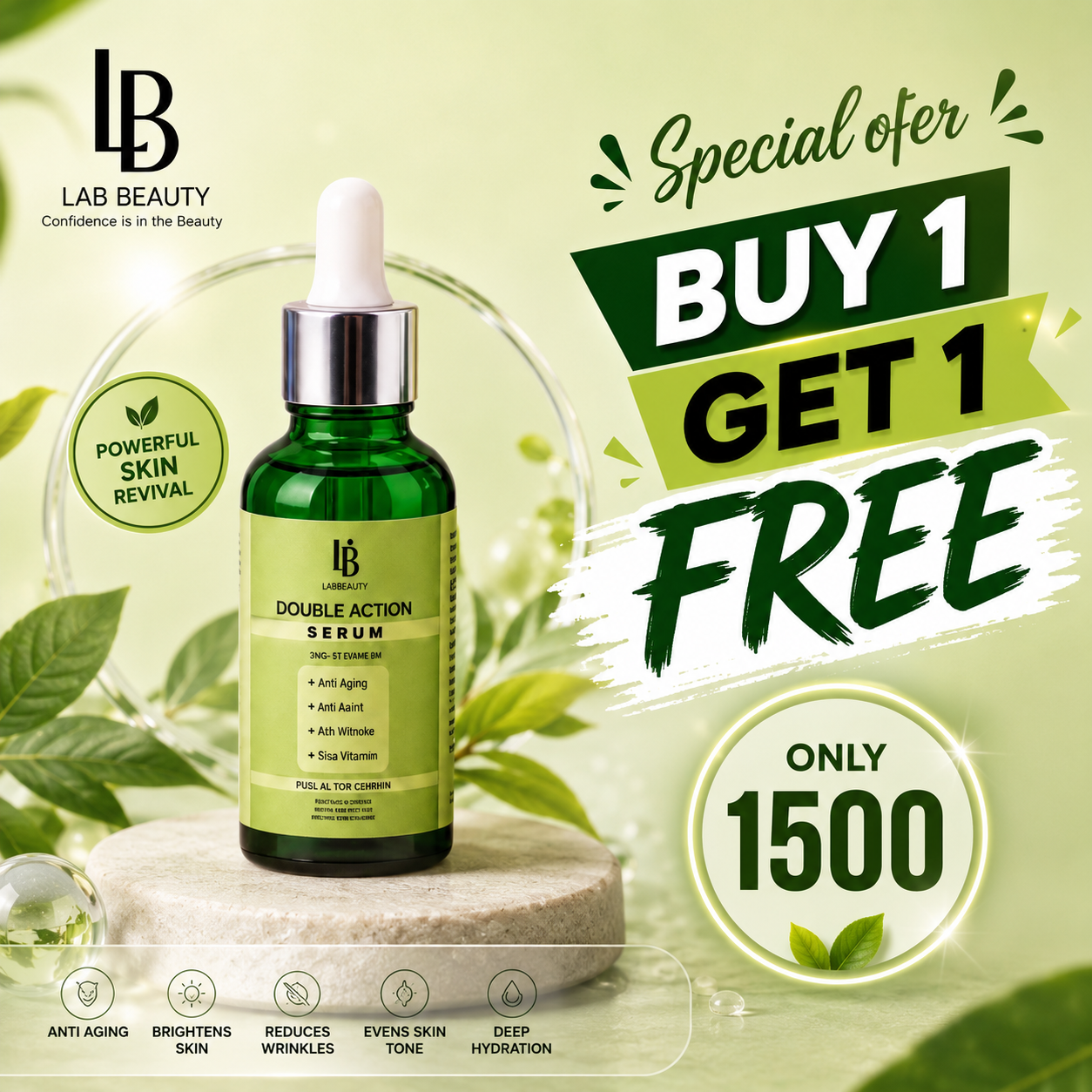 Lab Beauty Double Action Serum – (Buy 1 Get 1 Free)