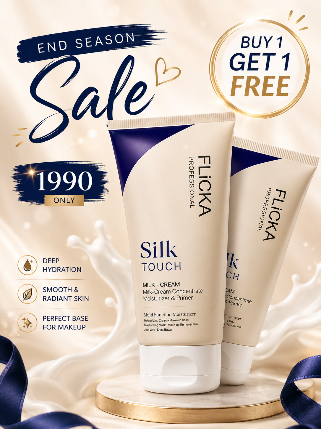 Flicka Professional Silk Touch Milk-Cream Moisturizer & Makeup Primer
