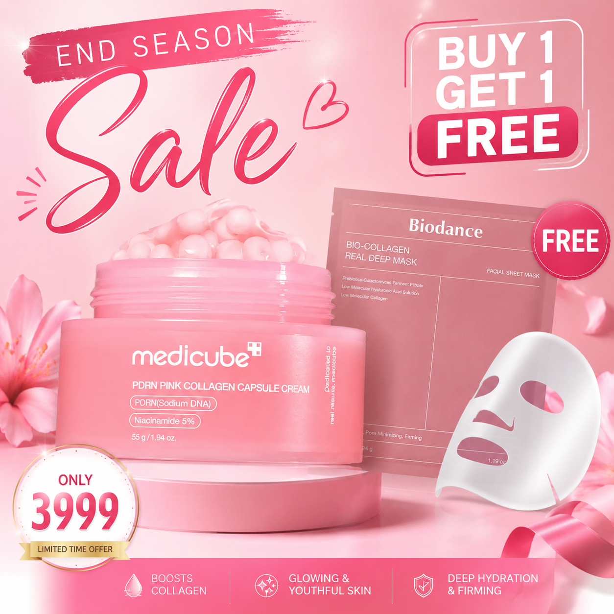 Medicube PDRN Pink Collagen Capsule Cream 55g- Buy 1 Get 1 Free