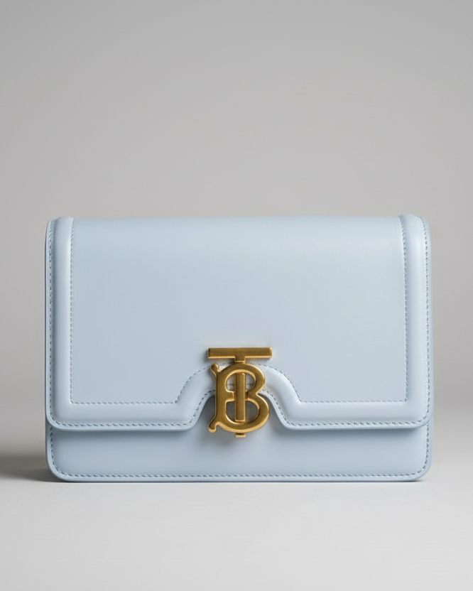 Luxury Monogram Logo Crossbody Bag – Designer Smooth Leather Shoulder Bag with Gold-Tone Hardware & Magnetic Flap