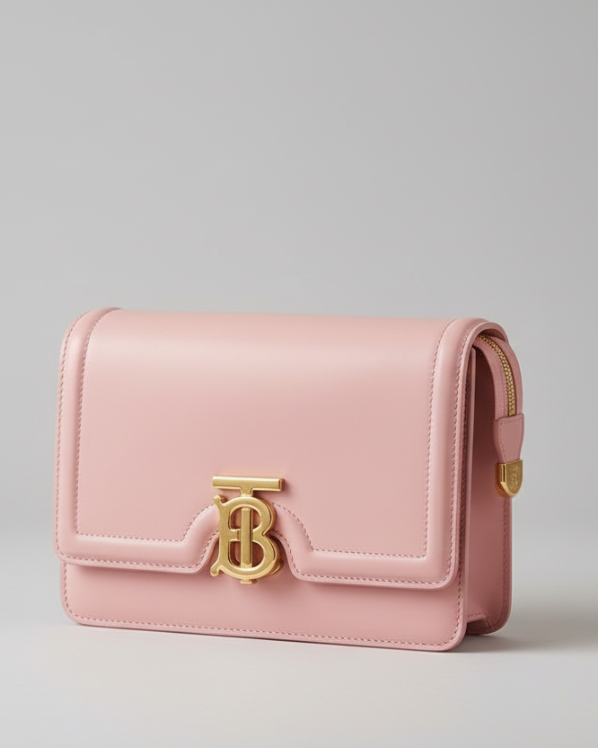 Luxury Monogram Logo Crossbody Bag – Designer Smooth Leather Shoulder Bag with Gold-Tone Hardware & Magnetic Flap