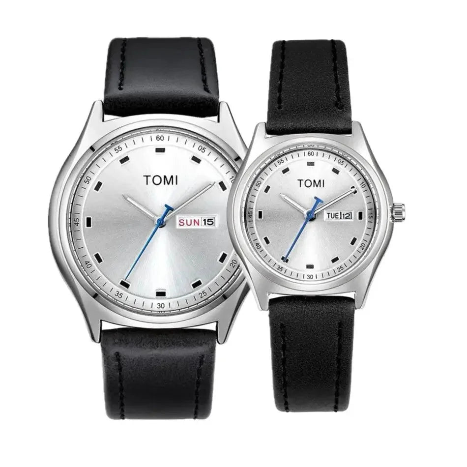 TOMI T-030 Couple Wrist Watch – Stylish Casual Leather Timepiece for Men & Women
