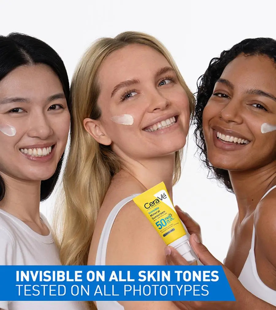 CeraVe Invisible Mineral Sunscreen SPF 50 Face – 100% Mineral Sunscreen for Sensitive Skin LAB BEAUTY