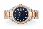 Rolex Datejust 36 Two-Tone Everose Gold & Steel – Deep Blue Dial with Diamond Hour Markers & Fluted Bezel