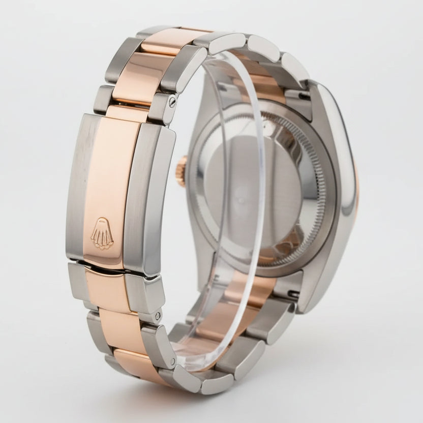 Rolex Datejust 36 Two-Tone Everose Gold & Steel – Deep Blue Dial with Diamond Hour Markers & Fluted Bezel