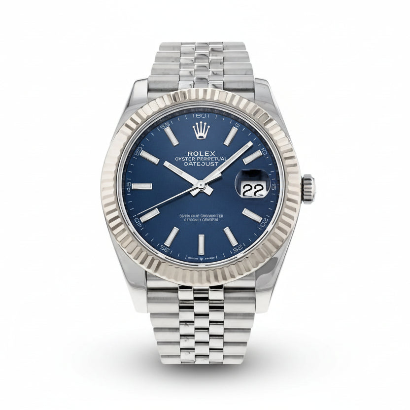 Rolex Datejust 41 Blue Dial Men’s Watch – 126334 Stainless Steel with Fluted Bezel & Jubilee Bracelet