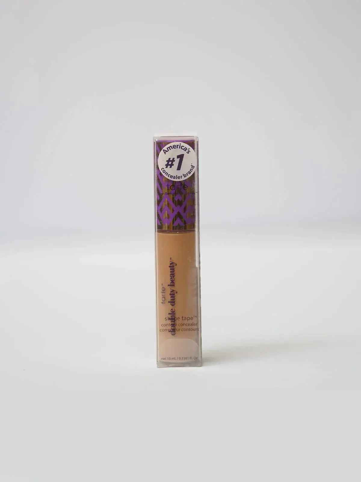 Tarte Double Duty Beauty Shape Tape concealer in clear packaging, America's #1 concealer brand
