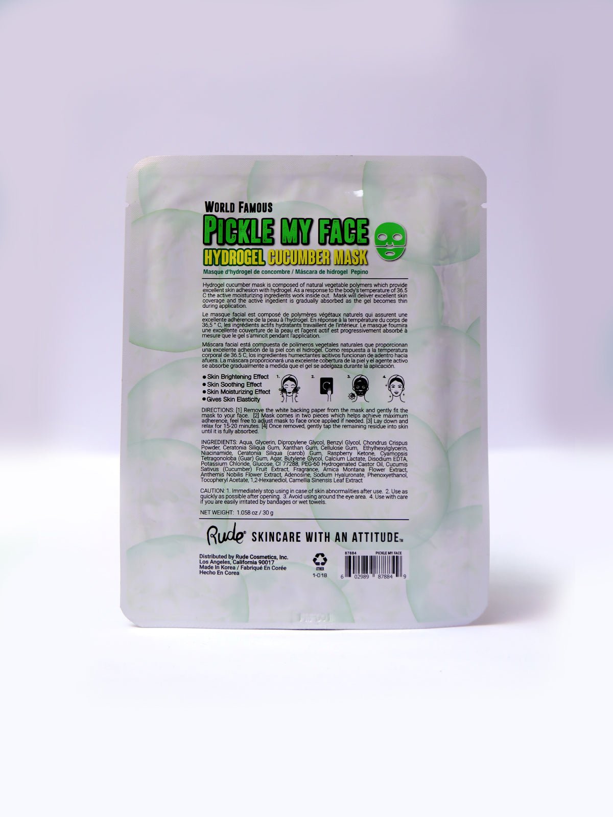 Rude Hydrogel Cucumber Mask Hydrates And Calms Skin