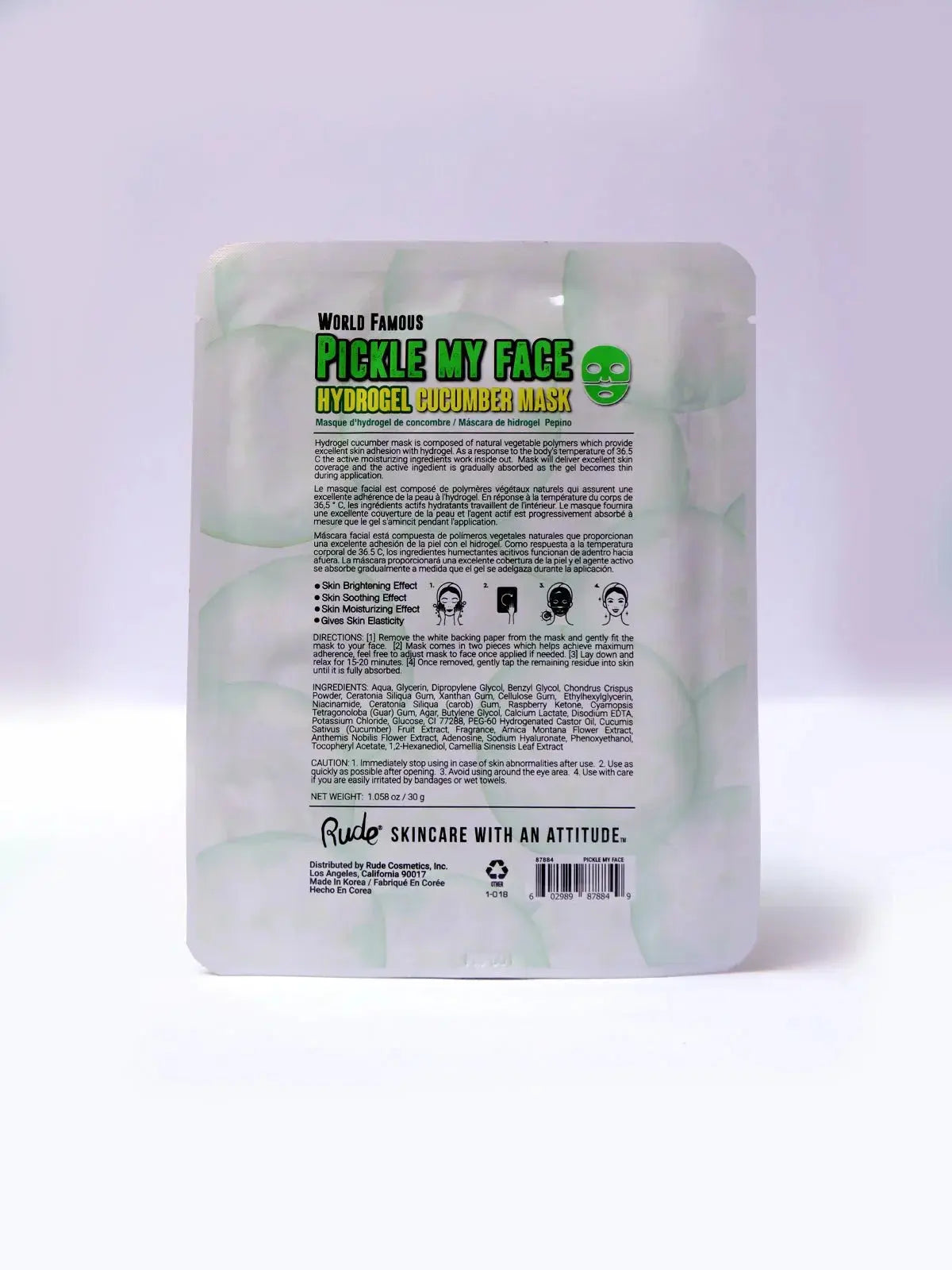 Rude Hydrogel Cucumber Mask Hydrates And Calms Skin - LAB BEAUTY
