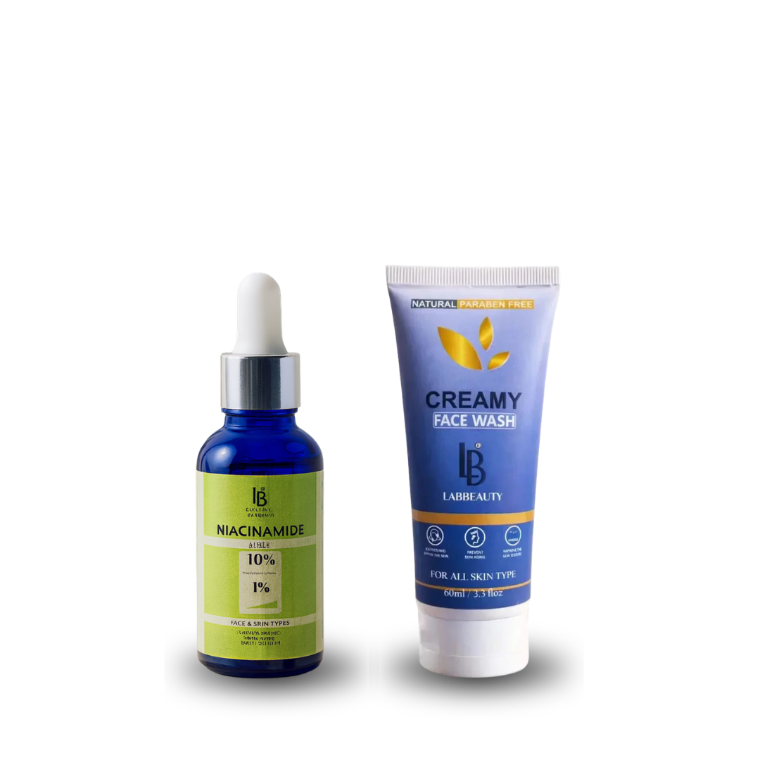Lab Beauty Acne Clear Combo – Niacinamide 10% Serum + Creamy Face Wash for Clear, Oil-Free & Glowing Skin