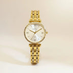 Luxury Seastar Women’s Gold Bracelet Watch – Baguette Crystal Bezel with Sunray Dial & Roman Numerals LAB BEAUTY
