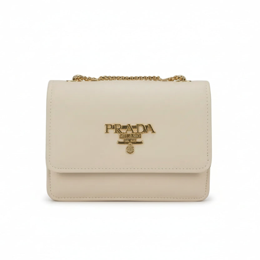 Elegant Quilted Flap Crossbody Bag – Luxury Inspired Gold-Tone Chain Shoulder Bag for Women (Beige/Nude)