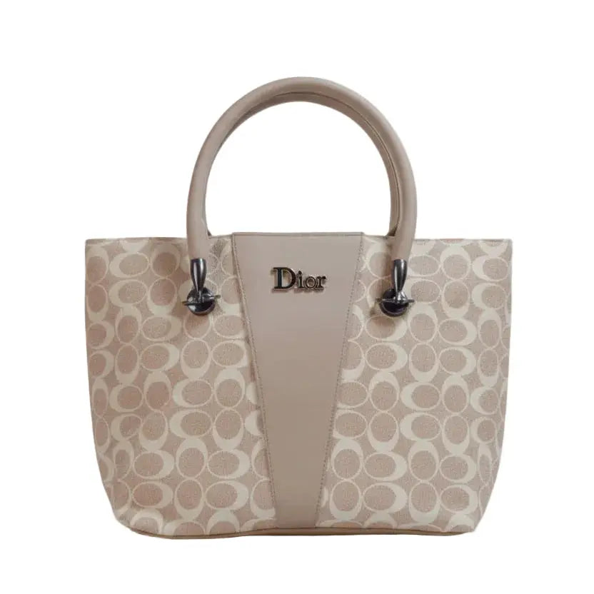 Modern Geometric Print Large Shoulder Bag - Neutral Two-Tone Design LAB BEAUTY