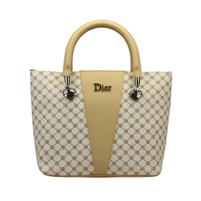 Modern Geometric Print Large Shoulder Bag - Neutral Two-Tone Design