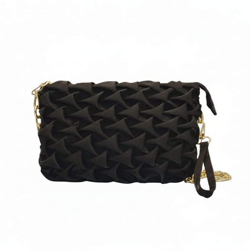 Metallic Bronze Intrecciato Woven Clutch – Glamorous Puffy Crossbody Party Bag