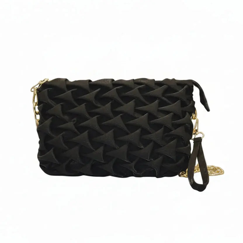 Metallic Bronze Intrecciato Woven Clutch – Glamorous Puffy Crossbody Party Bag LAB BEAUTY