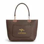 KAIDIFEINIROO Textured Brown Tote – Elegant Cross-Hatch Vegan Leather Shoulder Bag