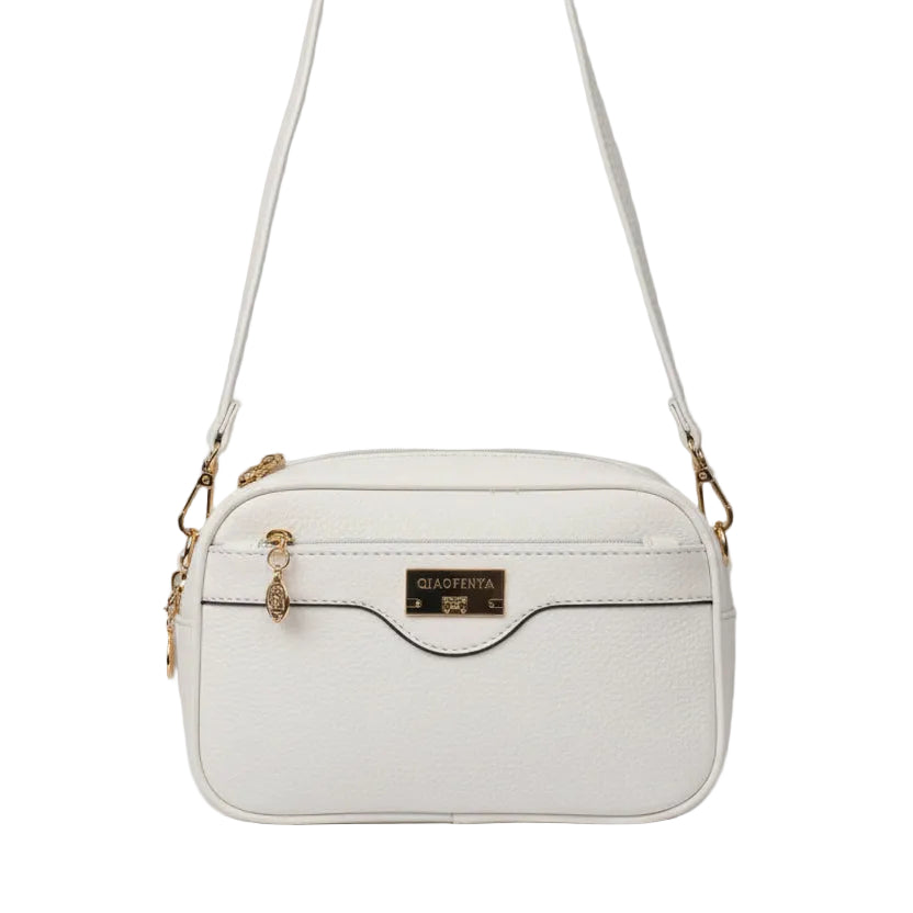 Qiaofeiya Premium Pebbled Leather Multi-Zipper Handbag