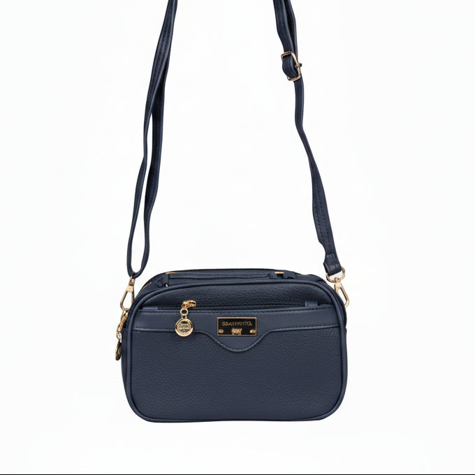 Qiaofeiya Premium Pebbled Leather Multi-Zipper Handbag