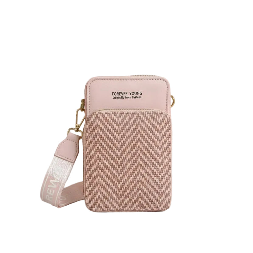 Forever Young Chevron Woven Crossbody Phone Bag & Wallet