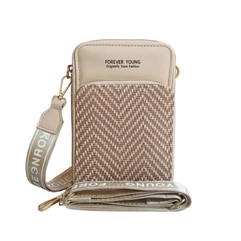 Forever Young Chevron Woven Crossbody Phone Bag & Wallet