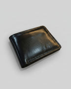 Premium Black Leather Bifold Wallet with Detachable Flip-Out ID Window & D-Ring
