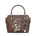 Chic "Lovely" Script Tote – Pastel Blue Faux Leather Bag with Daisy Embroidery LAB BEAUTY
