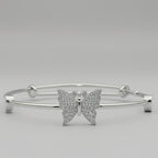 Elegant Butterfly Jewelry Set – Necklace, Stud Earrings & Bracelet (Silver Finish)