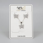 Elegant Butterfly Jewelry Set – Necklace, Stud Earrings & Bracelet (Silver Finish)