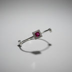 Elegant Square Ruby-Style Jewelry Set – Necklace, Stud Earrings & Bracelet