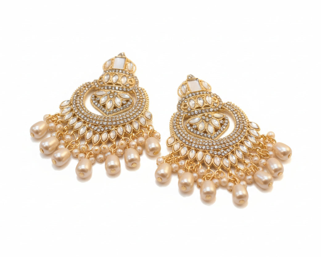 Half White Kashees Style Jhumke Earrings – Bridal & Party Wear