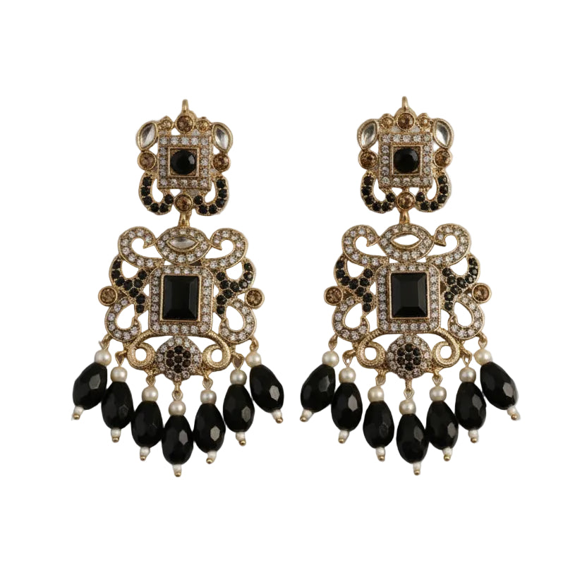 Black Kashees Style Jhumke Earrings – Traditional Party Wear