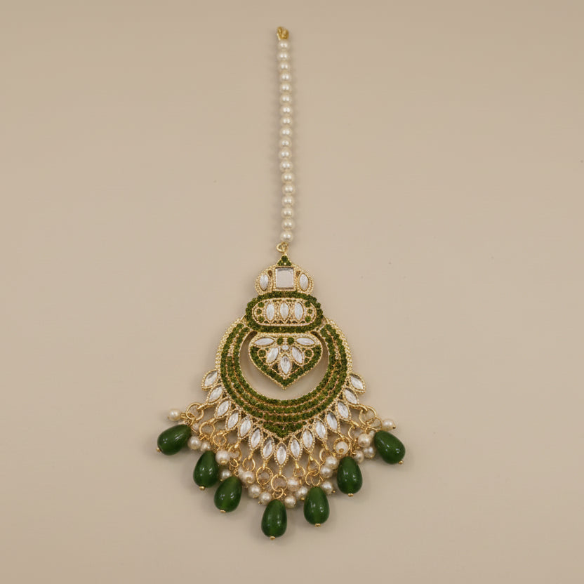 Mehndi Green Kashees Style Jhumke Earrings – Traditional Party & Bridal Wear