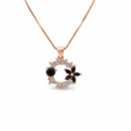 Gold-Tone Floral Wreath Pendant with Black Onyx Accents