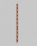 Luxury Gold-Tone Tennis Bracelet – Ruby Red & Clear Crystal Links