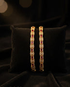 Luxury Gold-Tone Tennis Bracelet – Ruby Red & Clear Crystal Links