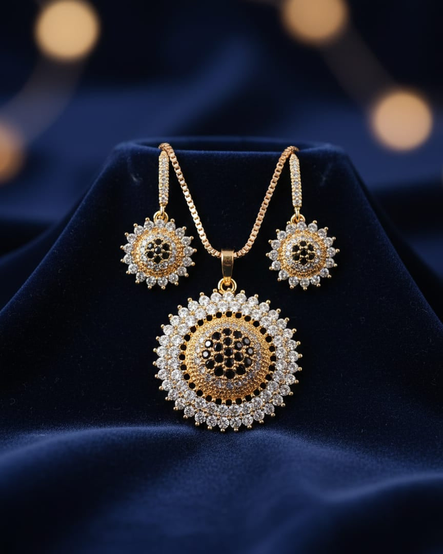 Celestial Bloom Collection – 925 Sterling Silver Hand-set Gemstone Necklace & Earrings