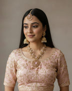 Royal Rose Quartz Long Mala Set – Premium Wedding Collection with Pearl Tassels