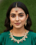 Exquisite Multi-Color Stone Choker Jewelry Set with Matching Earrings & Maang Tikka – Gold-Plated Traditional Bridal & Festive Wear LAB BEAUTY