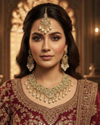 Classic Pearl & Kundan Nikkah Jewelry Set – 4-Piece Gold-Plated Collection with Choker, Earrings, and Maang Tikka LAB BEAUTY