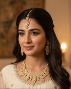 Rose Quartz & Crystal Pastel Jewelry Set – Contemporary 4-Piece Gold-Plated Festive Collection